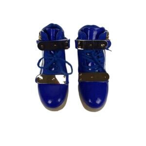 I.D.F. Blue Gold Lace Up Zip Up Hoght Top Sneaker Shoes Size 8